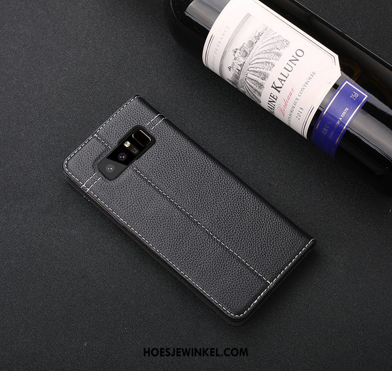 Samsung Galaxy Note 8 Hoesje Ster Leren Etui Echt Leer, Samsung Galaxy Note 8 Hoesje Rood Mobiele Telefoon