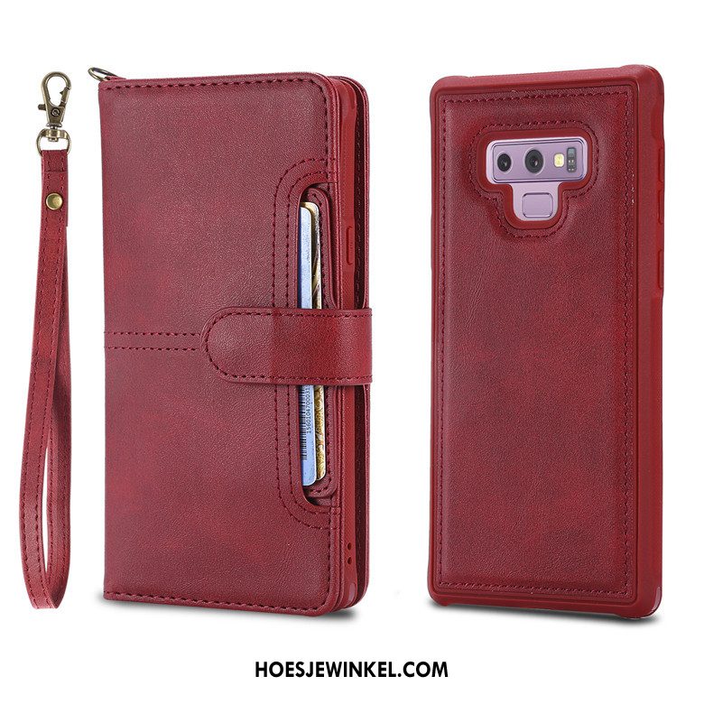 Samsung Galaxy Note 9 Hoesje Anti-fall Hoes Leren Etui, Samsung Galaxy Note 9 Hoesje Mobiele Telefoon Ster Braun