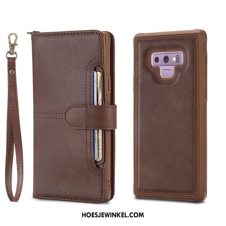 Samsung Galaxy Note 9 Hoesje Anti-fall Hoes Leren Etui, Samsung Galaxy Note 9 Hoesje Mobiele Telefoon Ster Braun