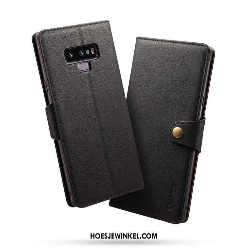 Samsung Galaxy Note 9 Hoesje Anti-fall Mobiele Telefoon Leer, Samsung Galaxy Note 9 Hoesje Wijnrood Ster