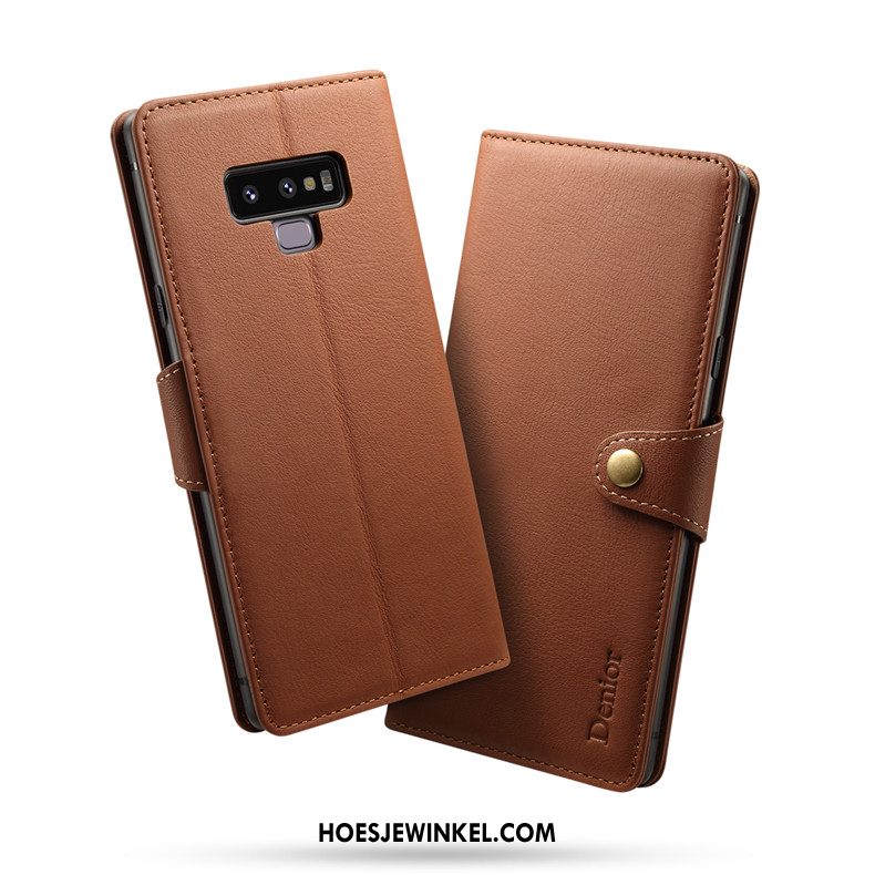 Samsung Galaxy Note 9 Hoesje Anti-fall Mobiele Telefoon Leer, Samsung Galaxy Note 9 Hoesje Wijnrood Ster