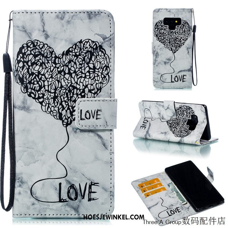 Samsung Galaxy Note 9 Hoesje Hoes Folio Leren Etui, Samsung Galaxy Note 9 Hoesje Hanger Kaart