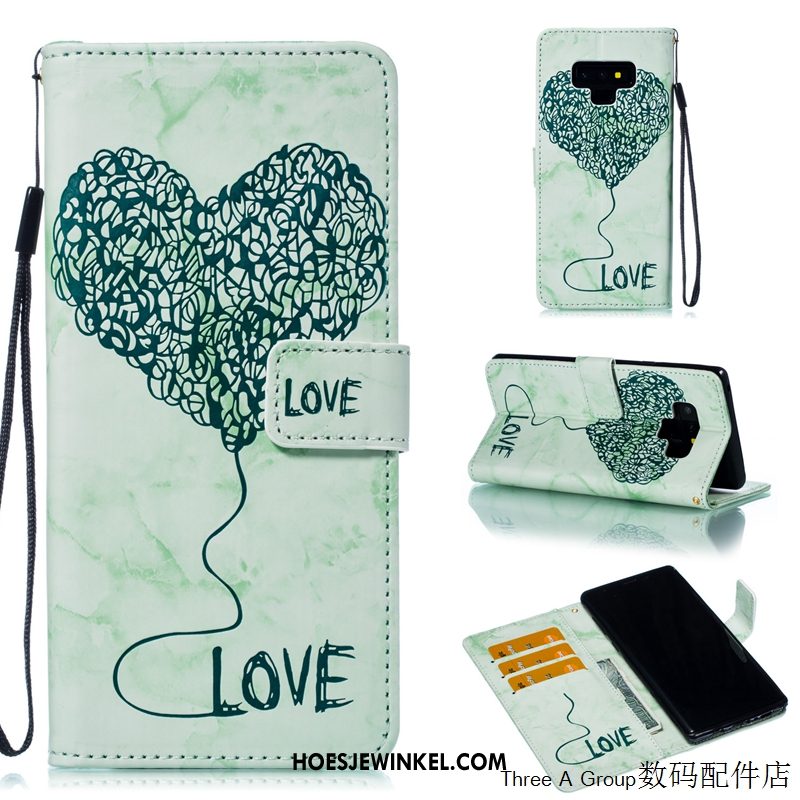 Samsung Galaxy Note 9 Hoesje Hoes Folio Leren Etui, Samsung Galaxy Note 9 Hoesje Hanger Kaart