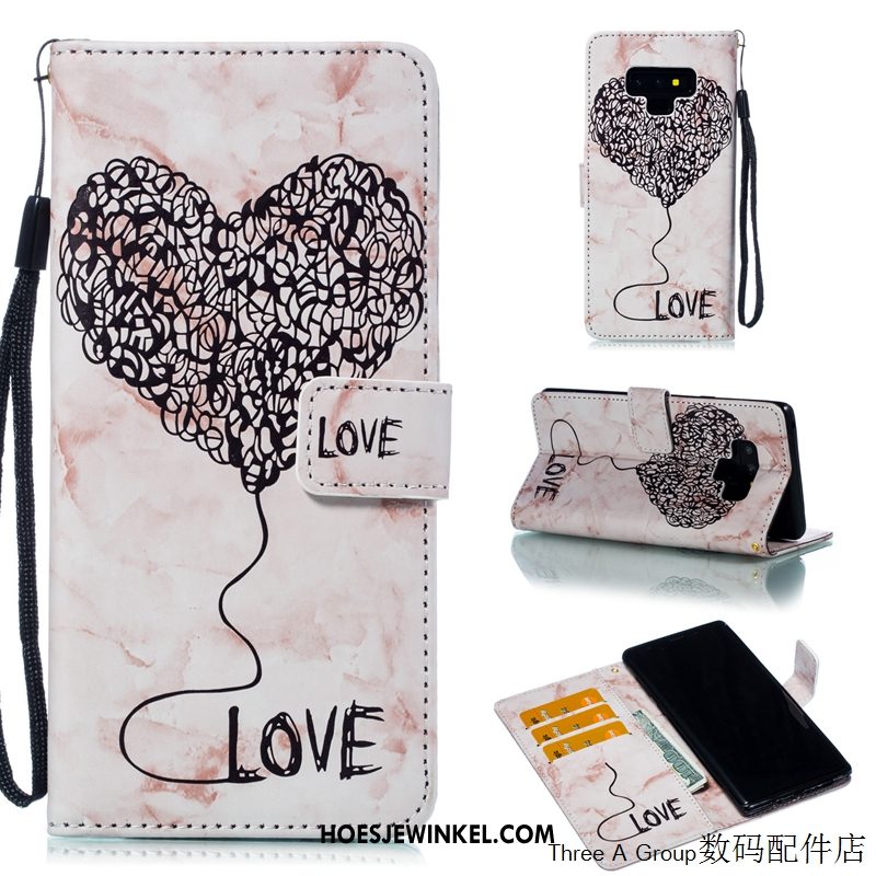 Samsung Galaxy Note 9 Hoesje Hoes Folio Leren Etui, Samsung Galaxy Note 9 Hoesje Hanger Kaart