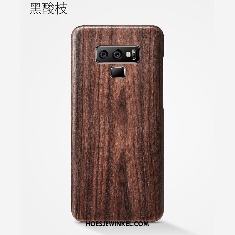 Samsung Galaxy Note 9 Hoesje Hout Dun Persoonlijk, Samsung Galaxy Note 9 Hoesje Trendy Merk Eenvoudige Braun