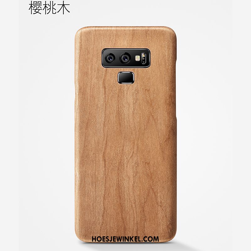 Samsung Galaxy Note 9 Hoesje Hout Dun Persoonlijk, Samsung Galaxy Note 9 Hoesje Trendy Merk Eenvoudige Braun