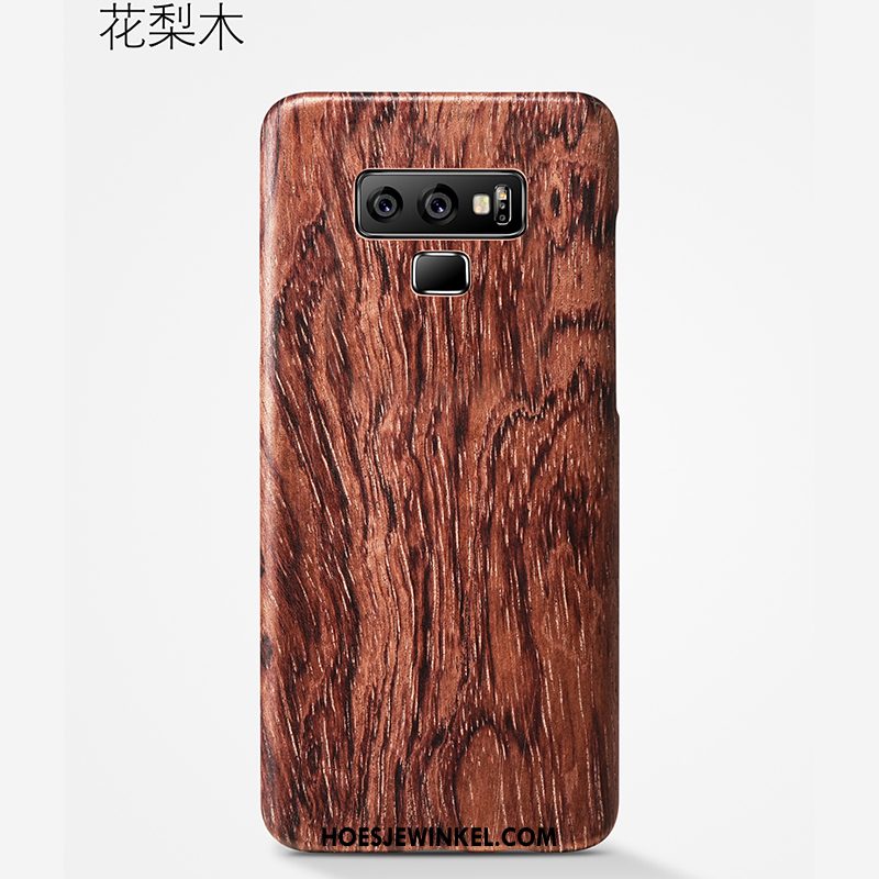 Samsung Galaxy Note 9 Hoesje Hout Dun Persoonlijk, Samsung Galaxy Note 9 Hoesje Trendy Merk Eenvoudige Braun