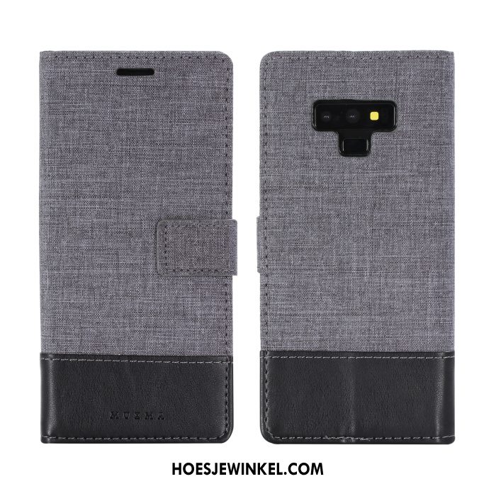 Samsung Galaxy Note 9 Hoesje Leren Etui Grijs Mobiele Telefoon, Samsung Galaxy Note 9 Hoesje Bescherming Ster