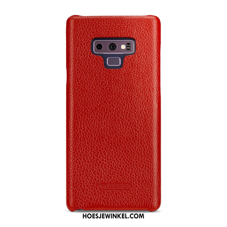 Samsung Galaxy Note 9 Hoesje Mobiele Telefoon Achterklep Echt Leer, Samsung Galaxy Note 9 Hoesje Bescherming Geel