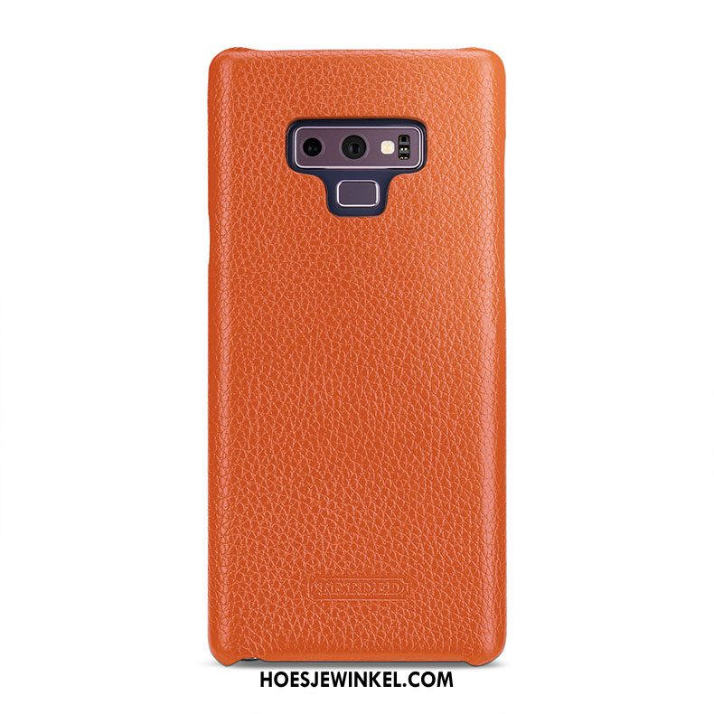 Samsung Galaxy Note 9 Hoesje Mobiele Telefoon Achterklep Echt Leer, Samsung Galaxy Note 9 Hoesje Bescherming Geel