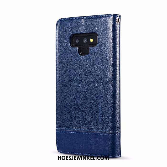 Samsung Galaxy Note 9 Hoesje Mobiele Telefoon Anti-fall Hoes, Samsung Galaxy Note 9 Hoesje Leren Etui Rood Braun