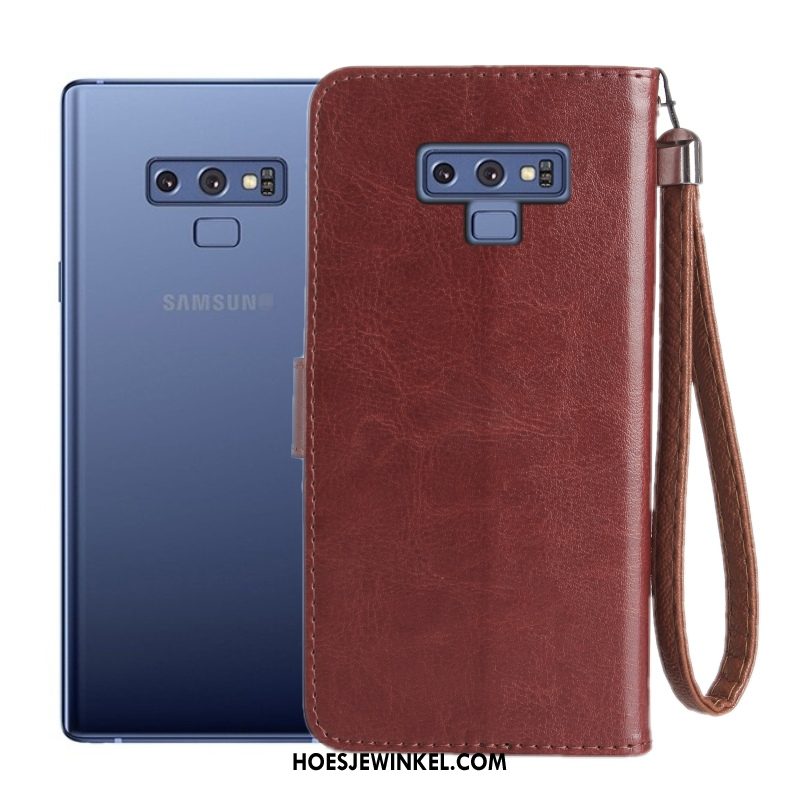 Samsung Galaxy Note 9 Hoesje Zacht Leren Etui Anti-fall, Samsung Galaxy Note 9 Hoesje Ster Mobiele Telefoon Braun