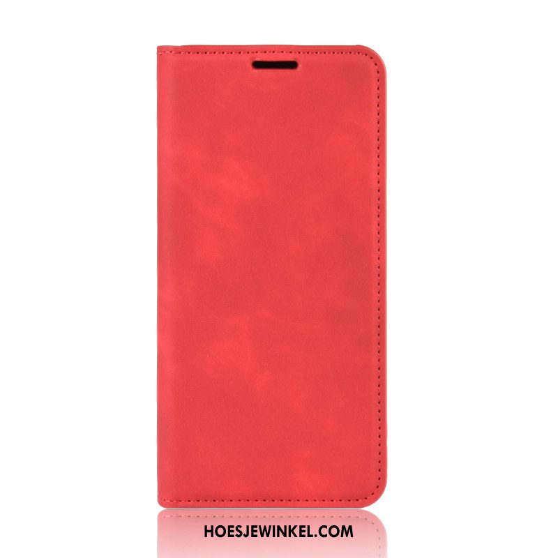 Samsung Galaxy Note20 Hoesje Leren Etui Ster Ondersteuning, Samsung Galaxy Note20 Hoesje Rood Anti-fall