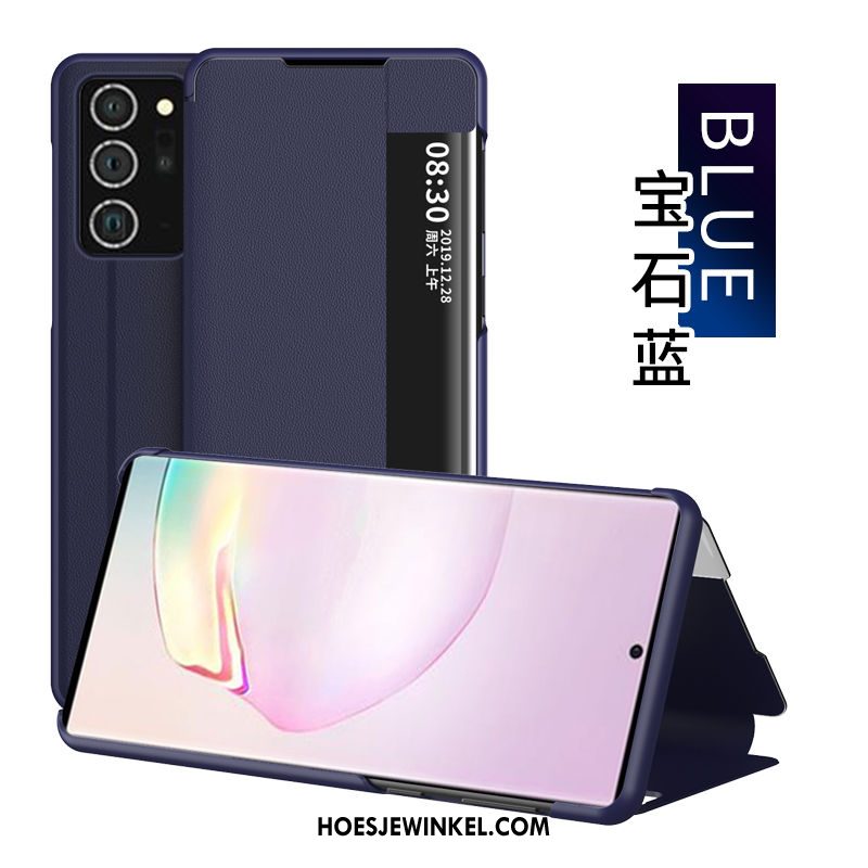 Samsung Galaxy Note20 Ultra Hoesje All Inclusive Windows Leren Etui, Samsung Galaxy Note20 Ultra Hoesje Folio Ster