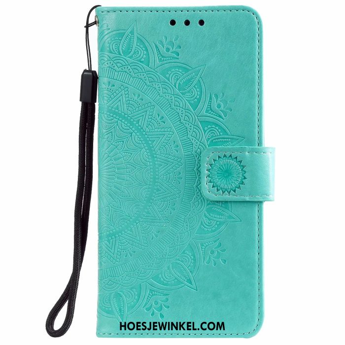 Samsung Galaxy Note20 Ultra Hoesje Folio Kaart Bescherming, Samsung Galaxy Note20 Ultra Hoesje Leren Etui Groen