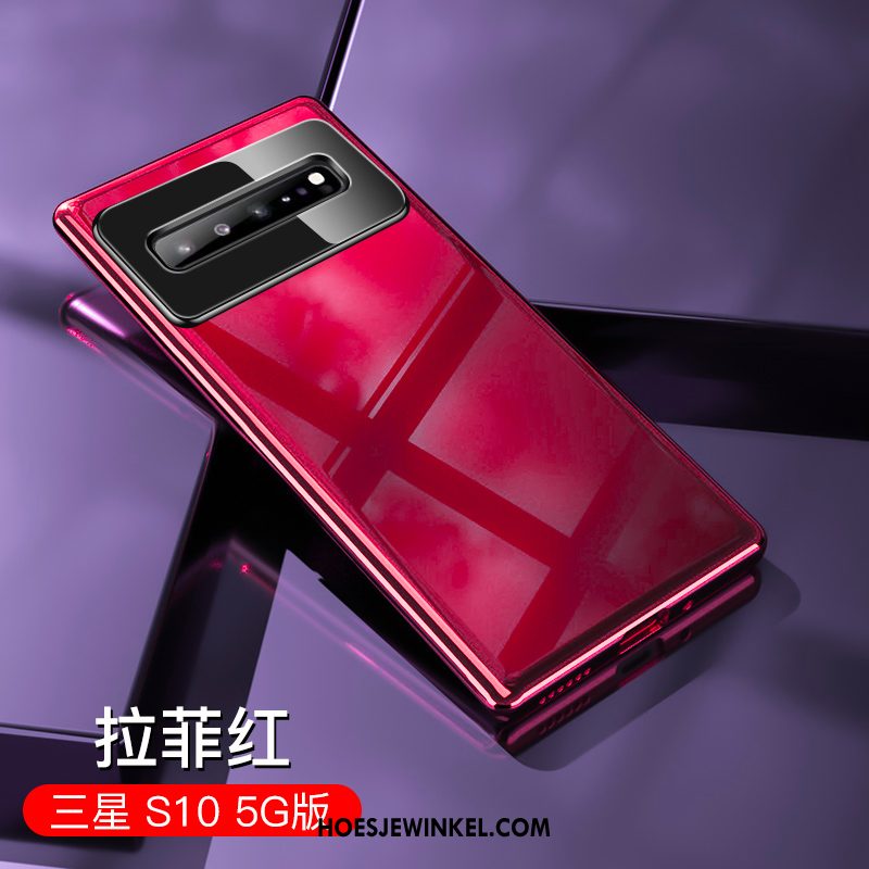 Samsung Galaxy S10 5g Hoesje Dun Glas Trendy Merk, Samsung Galaxy S10 5g Hoesje Rood Scheppend