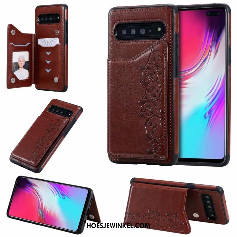 Samsung Galaxy S10 5g Hoesje Spotprent Patroon Clamshell, Samsung Galaxy S10 5g Hoesje Mobiele Telefoon Leren Etui