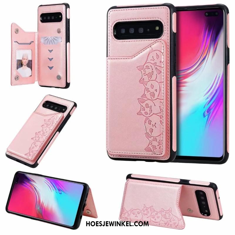 Samsung Galaxy S10 5g Hoesje Spotprent Patroon Clamshell, Samsung Galaxy S10 5g Hoesje Mobiele Telefoon Leren Etui