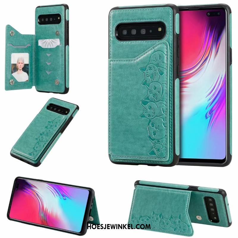 Samsung Galaxy S10 5g Hoesje Spotprent Patroon Clamshell, Samsung Galaxy S10 5g Hoesje Mobiele Telefoon Leren Etui