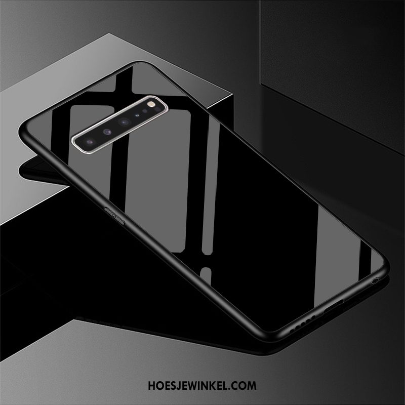Samsung Galaxy S10 5g Hoesje Zwart Effen Kleur Mobiele Telefoon, Samsung Galaxy S10 5g Hoesje Glas Luxe