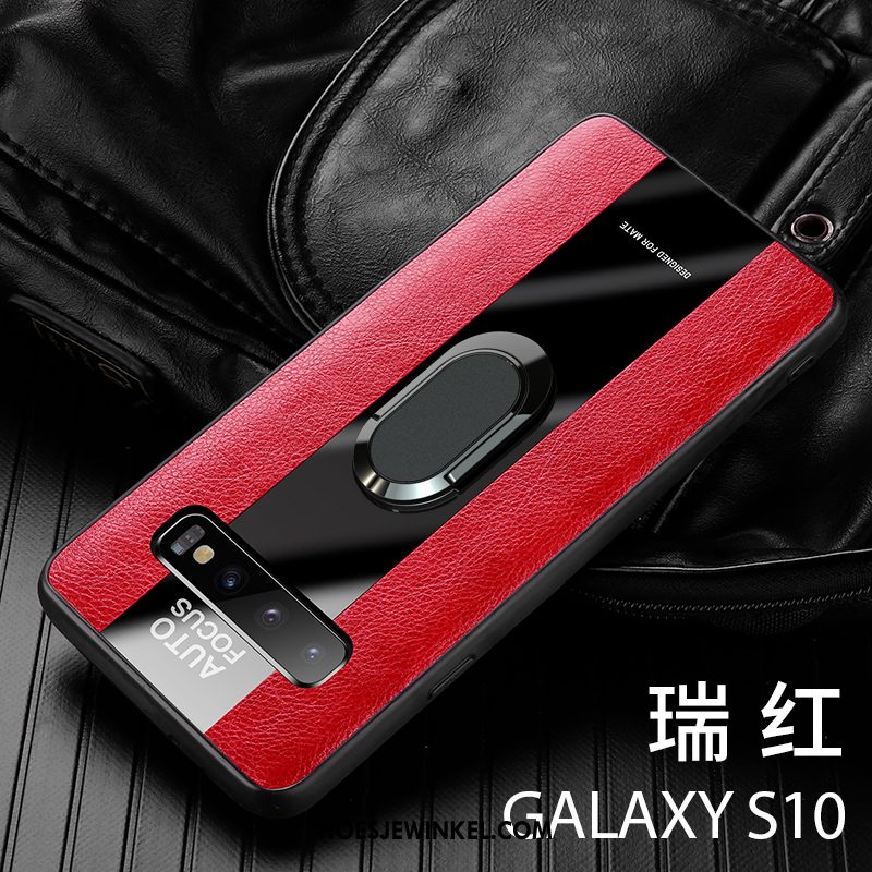 Samsung Galaxy S10 Hoesje Anti-fall Leren Etui Auto, Samsung Galaxy S10 Hoesje Blauw High End