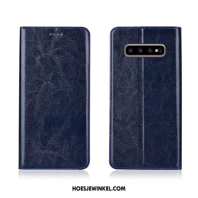 Samsung Galaxy S10+ Hoesje Bescherming Anti-fall Leren Etui, Samsung Galaxy S10+ Hoesje Patroon Ster Braun