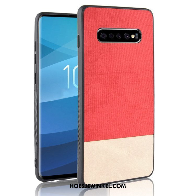 Samsung Galaxy S10+ Hoesje Gemengde Kleuren Bescherming Ster, Samsung Galaxy S10+ Hoesje Grijs Leer