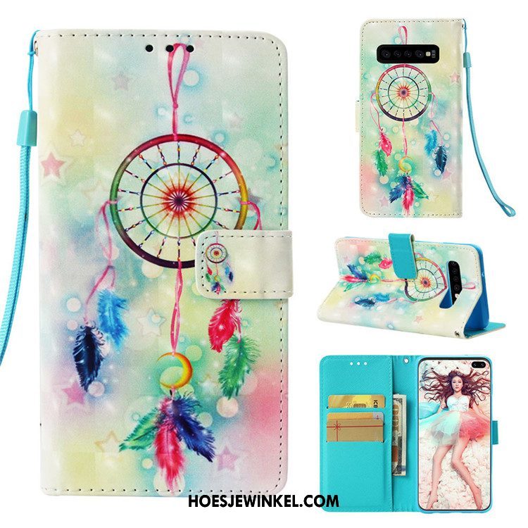 Samsung Galaxy S10+ Hoesje Hanger Scheppend Anti-fall, Samsung Galaxy S10+ Hoesje Roze Folio