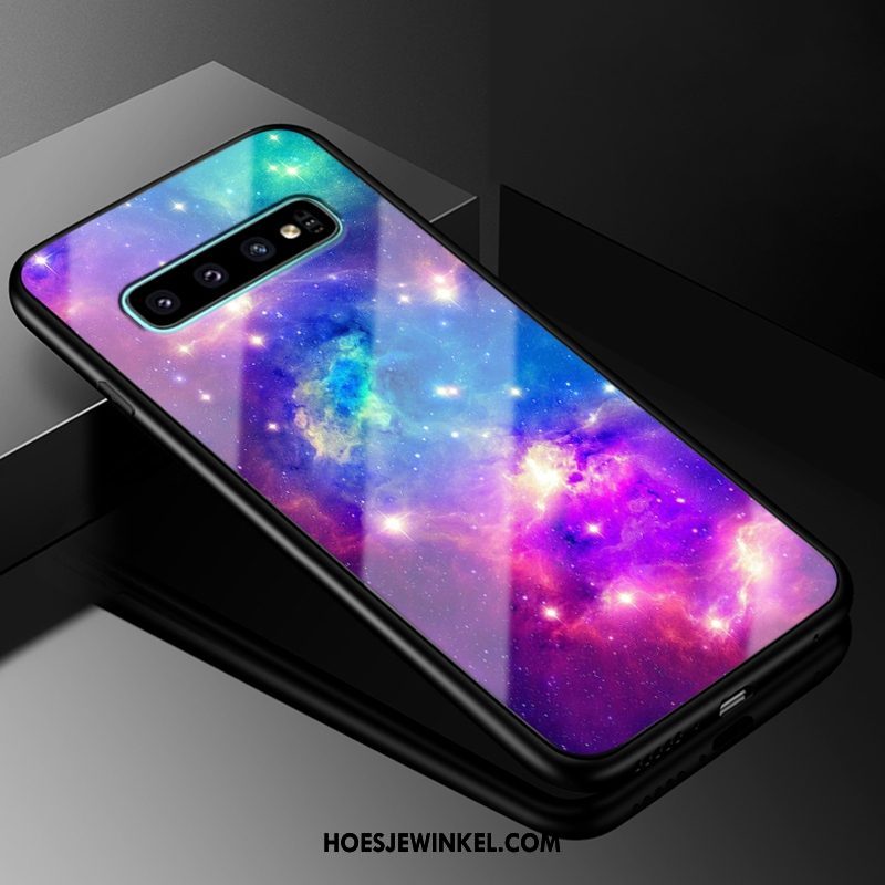 Samsung Galaxy S10+ Hoesje Hoes Blauw Glas, Samsung Galaxy S10+ Hoesje All Inclusive Mobiele Telefoon