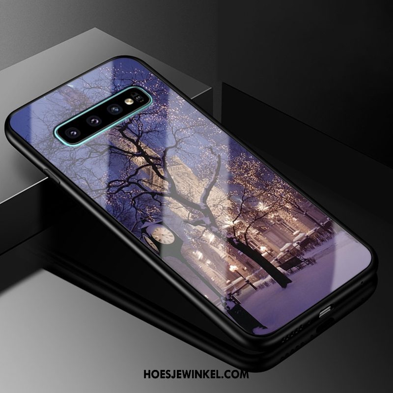 Samsung Galaxy S10+ Hoesje Hoes Blauw Glas, Samsung Galaxy S10+ Hoesje All Inclusive Mobiele Telefoon