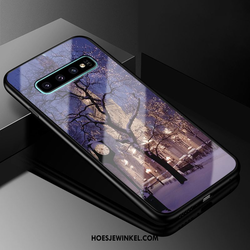 Samsung Galaxy S10 Hoesje Hoes Glas Bescherming, Samsung Galaxy S10 Hoesje Purper Anti-fall