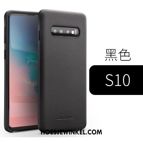 Samsung Galaxy S10 Hoesje Leren Etui Bedrijf Echt Leer, Samsung Galaxy S10 Hoesje Mobiele Telefoon Bescherming Braun