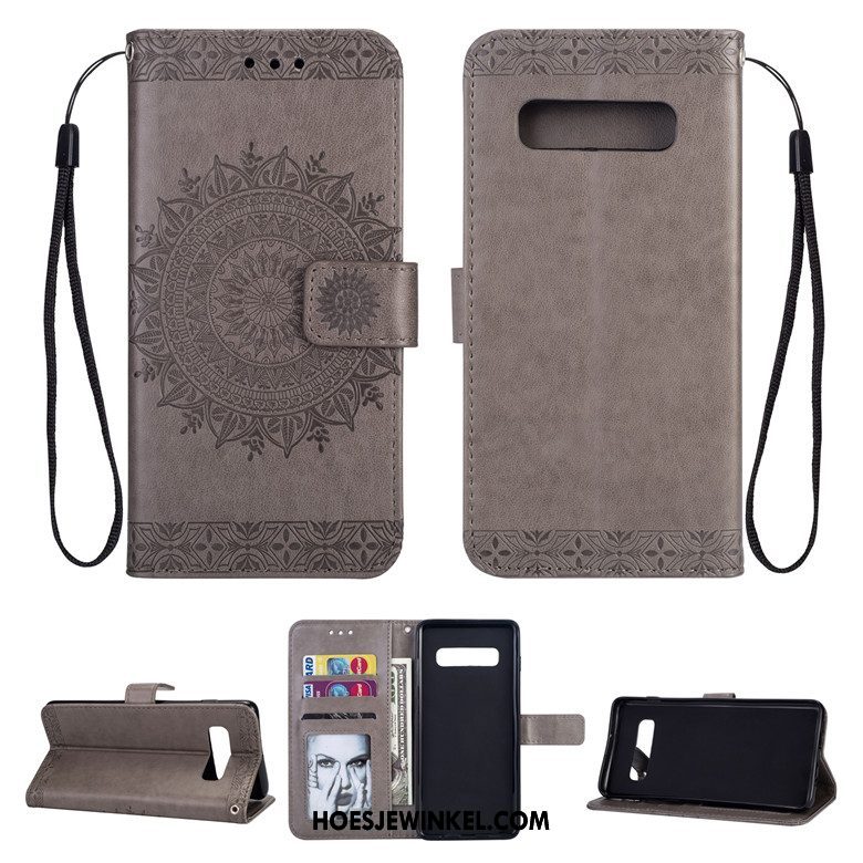 Samsung Galaxy S10+ Hoesje Leren Etui Mobiele Telefoon Clamshell, Samsung Galaxy S10+ Hoesje Zacht Anti-fall