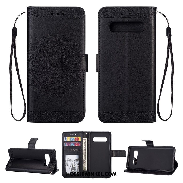 Samsung Galaxy S10+ Hoesje Leren Etui Mobiele Telefoon Clamshell, Samsung Galaxy S10+ Hoesje Zacht Anti-fall