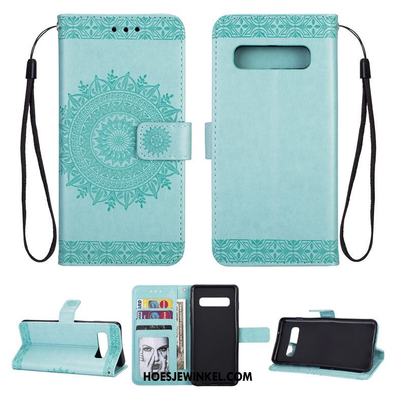 Samsung Galaxy S10+ Hoesje Leren Etui Mobiele Telefoon Clamshell, Samsung Galaxy S10+ Hoesje Zacht Anti-fall