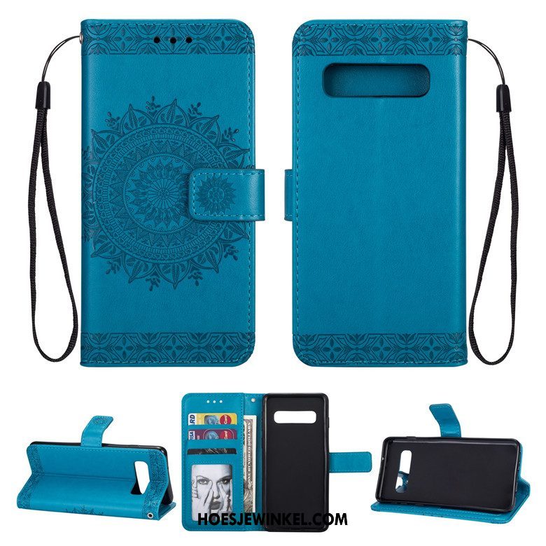 Samsung Galaxy S10+ Hoesje Leren Etui Mobiele Telefoon Clamshell, Samsung Galaxy S10+ Hoesje Zacht Anti-fall