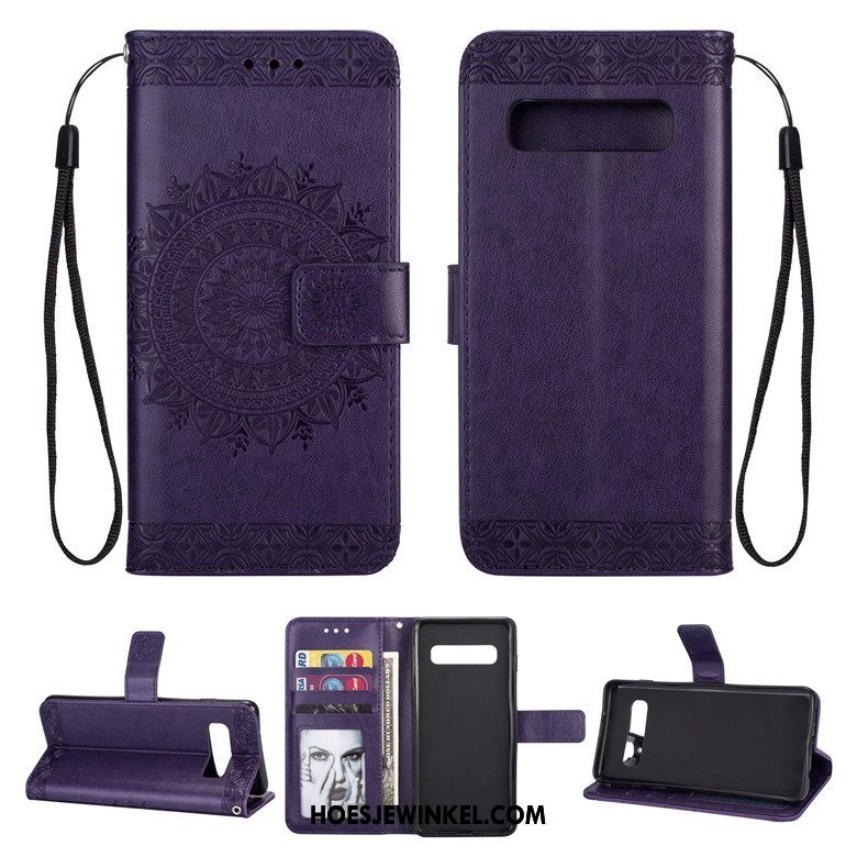 Samsung Galaxy S10+ Hoesje Leren Etui Mobiele Telefoon Clamshell, Samsung Galaxy S10+ Hoesje Zacht Anti-fall