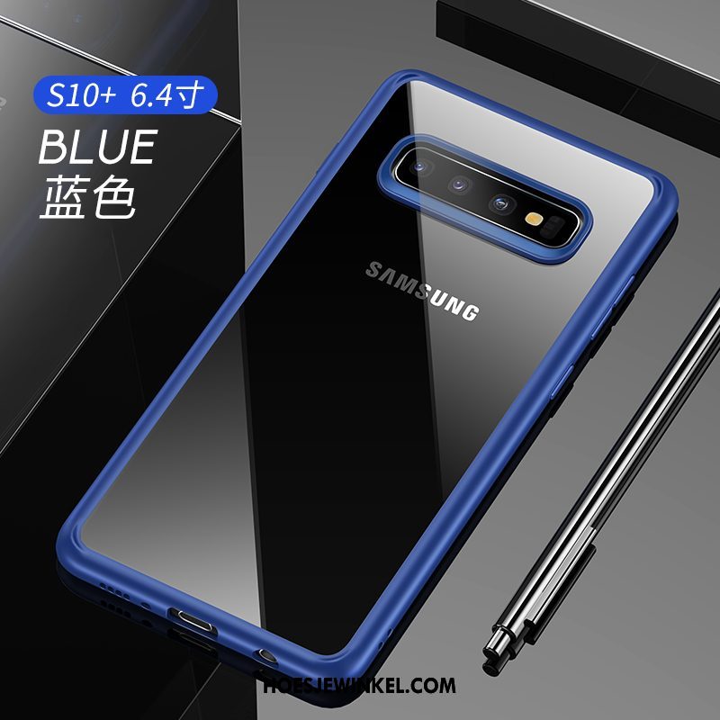 Samsung Galaxy S10+ Hoesje Rood Doorzichtig Anti-fall, Samsung Galaxy S10+ Hoesje Hoes Scheppend