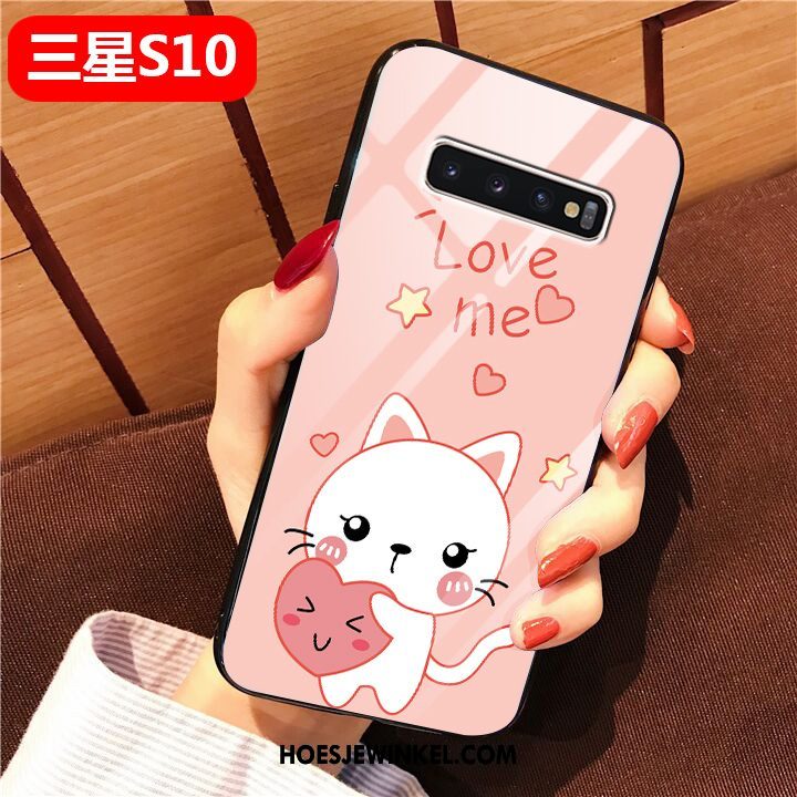 Samsung Galaxy S10 Hoesje Roze Kunst Siliconen, Samsung Galaxy S10 Hoesje Persoonlijk Glas