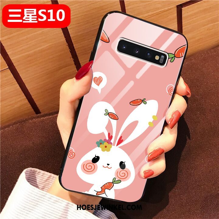 Samsung Galaxy S10 Hoesje Roze Kunst Siliconen, Samsung Galaxy S10 Hoesje Persoonlijk Glas