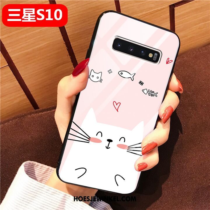 Samsung Galaxy S10 Hoesje Roze Kunst Siliconen, Samsung Galaxy S10 Hoesje Persoonlijk Glas