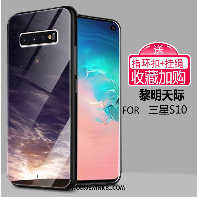 Samsung Galaxy S10 Hoesje Sterrenhemel Zwart Glas, Samsung Galaxy S10 Hoesje Licht Bescherming