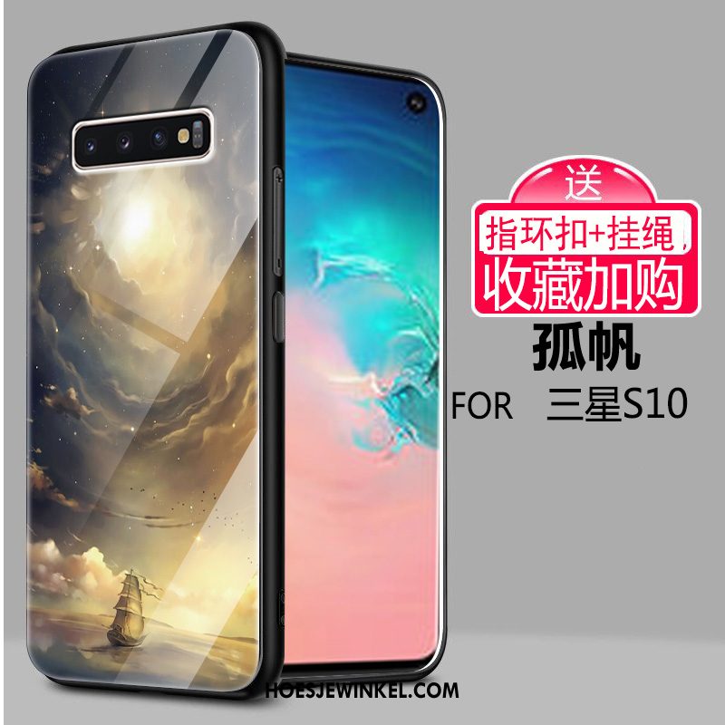 Samsung Galaxy S10 Hoesje Sterrenhemel Zwart Glas, Samsung Galaxy S10 Hoesje Licht Bescherming