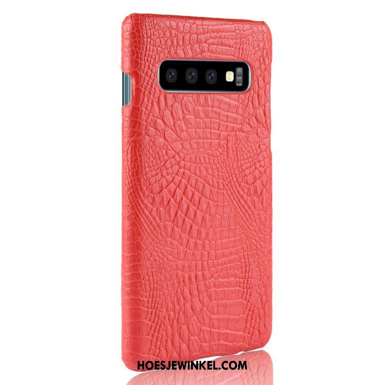 Samsung Galaxy S10+ Hoesje Vintage Krokodillenleer Hoes, Samsung Galaxy S10+ Hoesje Ster Hard Orange