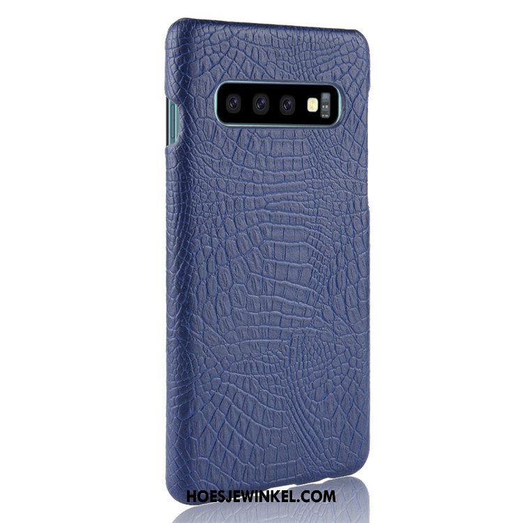 Samsung Galaxy S10+ Hoesje Vintage Krokodillenleer Hoes, Samsung Galaxy S10+ Hoesje Ster Hard Orange