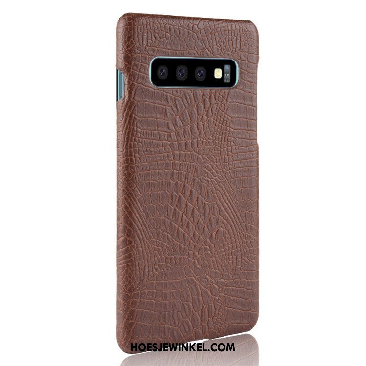 Samsung Galaxy S10+ Hoesje Vintage Krokodillenleer Hoes, Samsung Galaxy S10+ Hoesje Ster Hard Orange