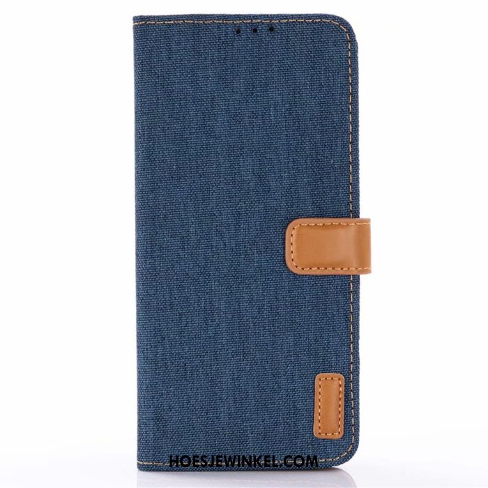 Samsung Galaxy S10 Lite Hoesje Ster Denim Blauw, Samsung Galaxy S10 Lite Hoesje Leren Etui Hoes