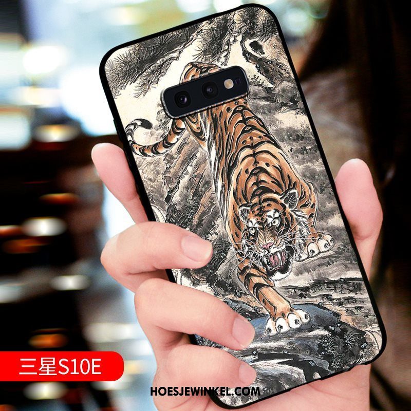 Samsung Galaxy S10e Hoesje Hoes Mobiele Telefoon Ster, Samsung Galaxy S10e Hoesje Nieuw Reliëf Beige