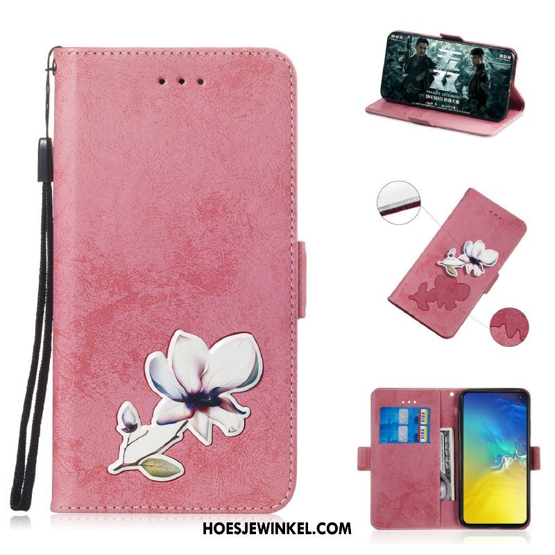 Samsung Galaxy S10e Hoesje Kaart Leren Etui Mobiele Telefoon, Samsung Galaxy S10e Hoesje Spotprent Blauw