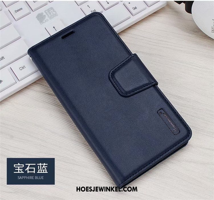 Samsung Galaxy S10e Hoesje Leren Etui Rood Ster, Samsung Galaxy S10e Hoesje Folio Kaart